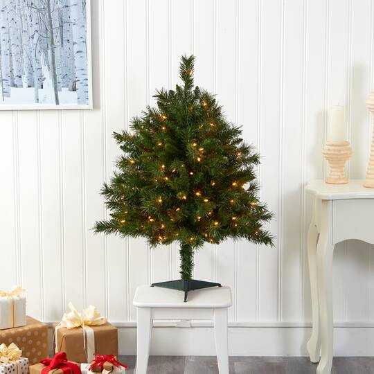 3ft. Pre-Lit Wyoming Mixed Pine Artificial Christmas Tree, Clear LED Lights